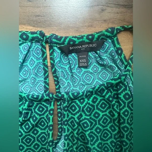 💚 Banana Republic Petite Geometric Print Sleeveless Dress | Size XXS Petite - Picture 4 of 7